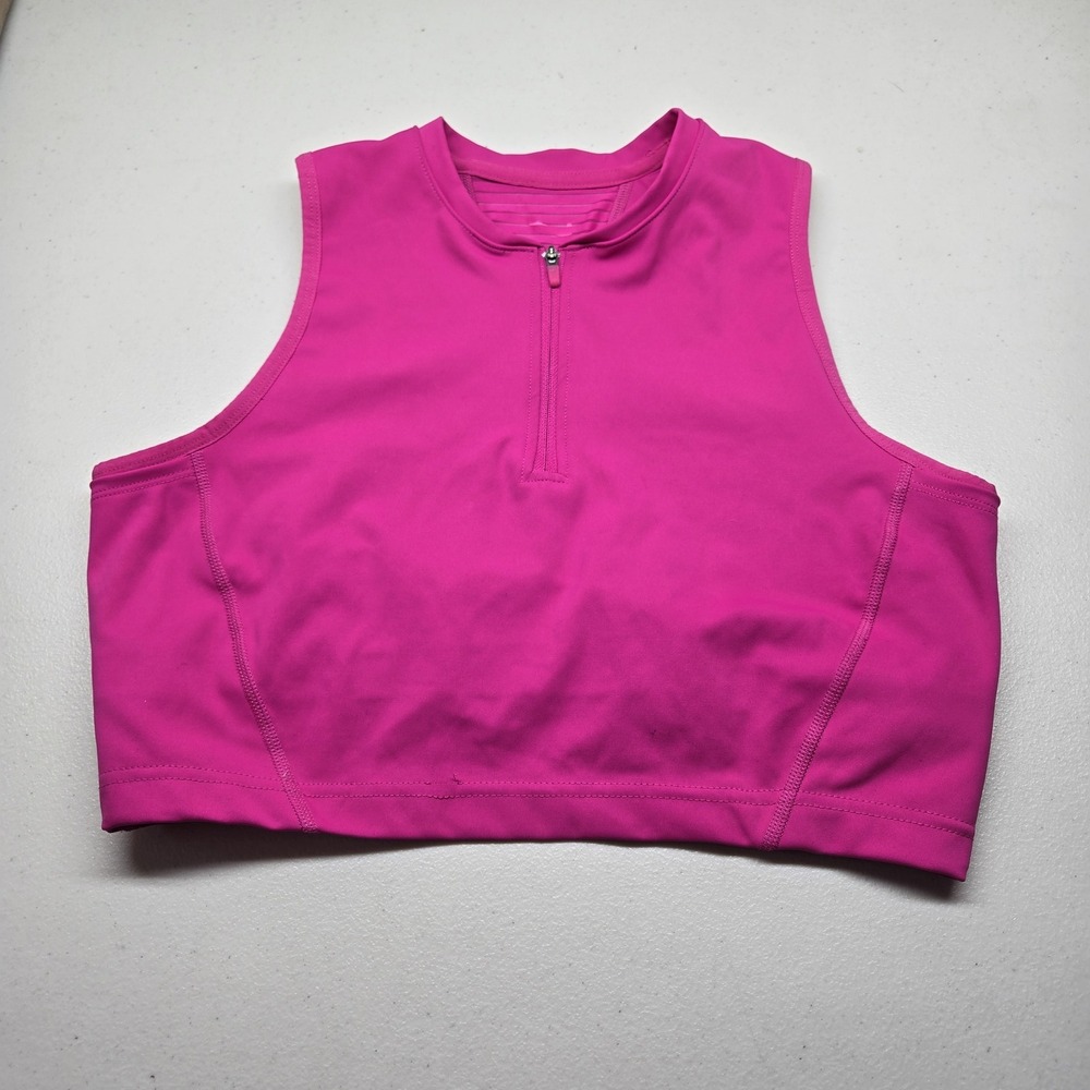 Nike Women Sports Bra Large Pink Pro Dri FIT Pullover  Zipper Pullover READ
